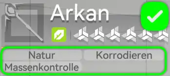 Arkan: Kein Schadensverurs.-Trait, grün als erlaubt gekennzeichnet.
